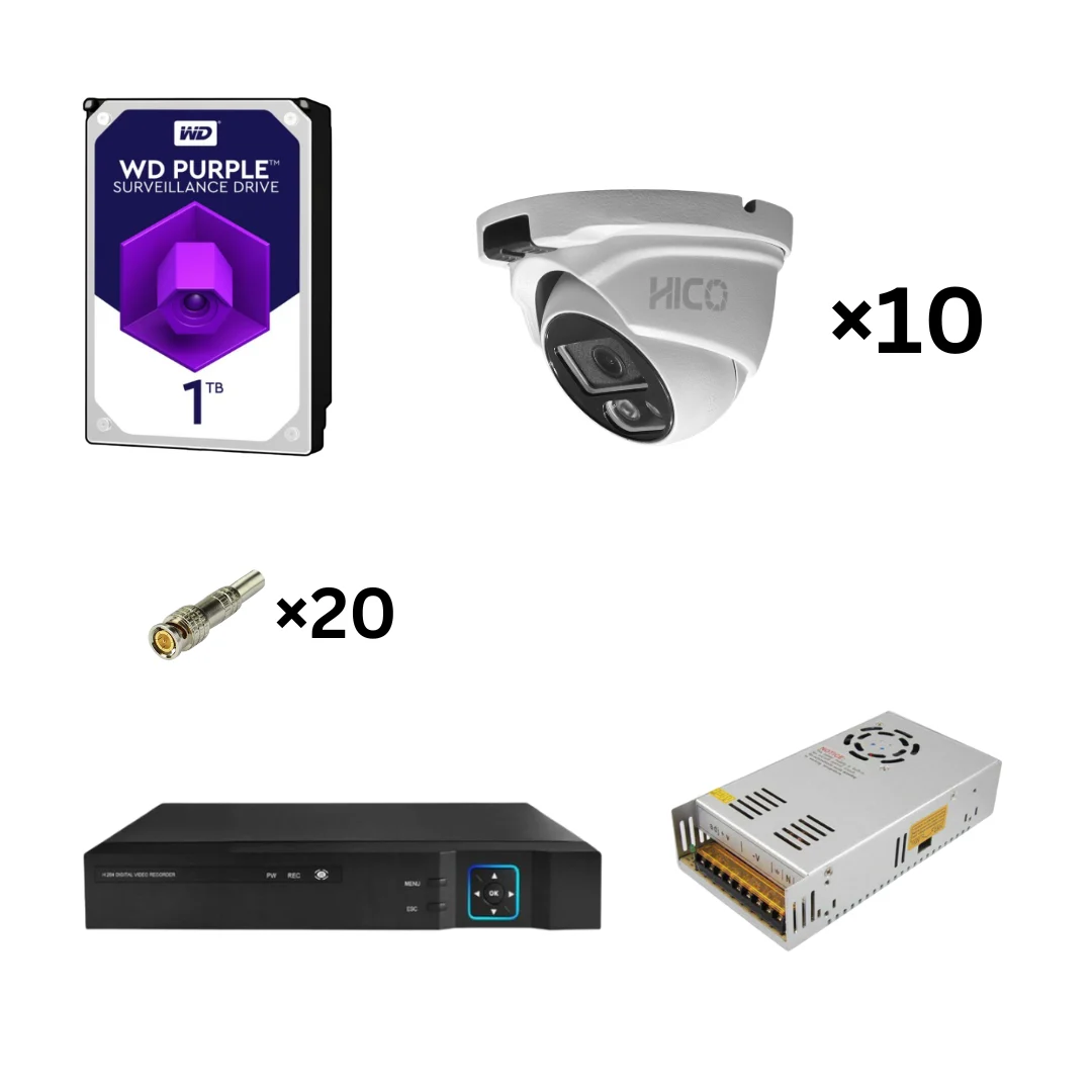 پک دوربین مداربسته 10 عددی