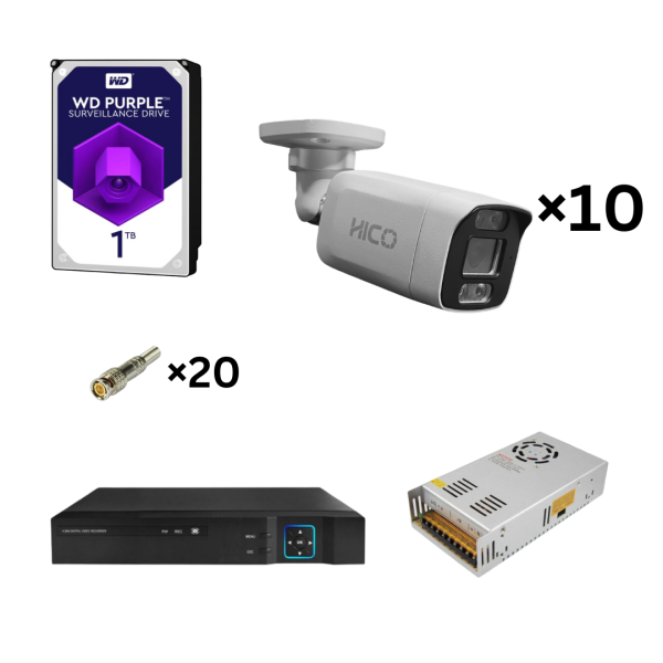 پک دوربین مداربسته 10 عددی