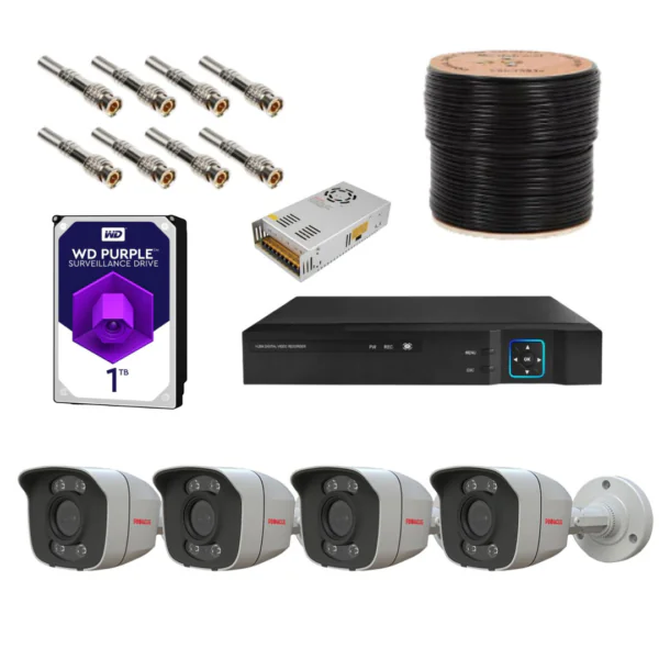 پکیج کامل دوربین مداربسته پیناکل PHC-4224W چهار عددی